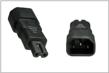 Strom / Netzadapter, Buchse  C7  > C14 Stecker  - schwarz