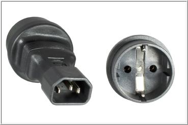 Strom / Netzadapter, Buchse CEE 7/4  > C14 Stecker ,schwarz