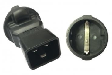 Strom / Netzadapter , Buchse CEE7/3  > C20 Stecker , schwarz