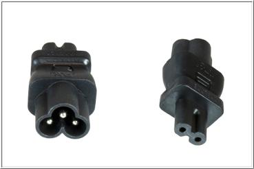 Strom / Netzadapter , Stecker C7 (Mickey Maus)  > C6 (Euro 2pin) Buchse , schwarz