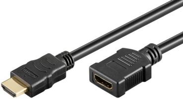High-Speed HDMI 1.4 Verlängerungskabel mit Ethernet , HDMI A-Stecker <> Buchse , vergoldet, schwarz - 1m