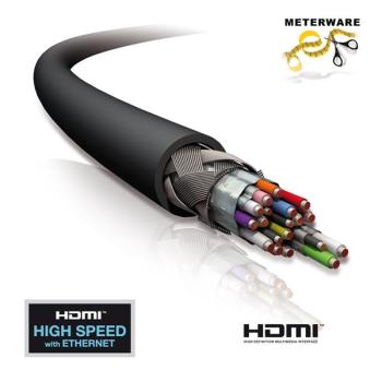 High Speed HDMI  mit Ethernet Kabel, für 3D und HDTV bis 4K , schwarz - Meterware