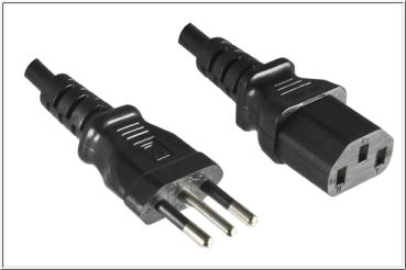 Italien/Chile/Libyen -Netzkabel,Stecker L(CEI 23-50) <> IEC 60320-C13 ,1mm², schwarz - 3m