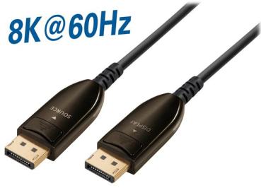 8K Optisches DisplayPort Hybridkabel (AOC)  Kabel , 2 x DP Stecker vergoldet , 32,4 Gbit/s , Rev1, schwarz - 10m
