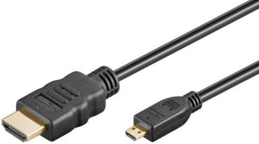 High Speed HDMI 1.4 Kabel mit Ethernet , HDMI A-Stecker <> HDMI D-Micro - Stecker , vergoldet, schwarz - 2m