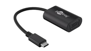 USB-C  auf VGA ( Video) Kabel Adapter , USB-C Stecker > SVGA -Buchse (DBHD15) , schwarz - 0.20m