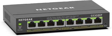 NETGEAR GS308EP-100PES , 8-Port Smart Managed Plus Gigabit Ethernet PoE+62W Switch , Metallgehäuse