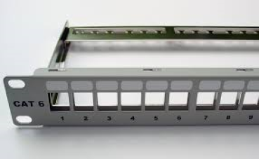Panel / Verteilerfeld 19"  1HE , 24-port für Keystone Module incl.Kabelmanagment - grau