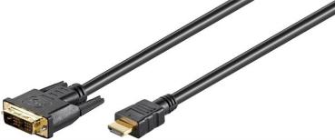 HDMI /DVI-D Kabel, HDMI-Stecker (Typ A)   DVID - Stecker (beide Richtungen), vergoldet , schwarz -5m