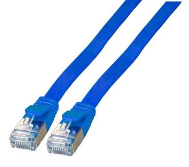 10 GBit Slim-Flachpatchkabel  U/FTP, RJ45    RJ45 ,Biegeradius 20mm ,PVC , blau - 0.5m