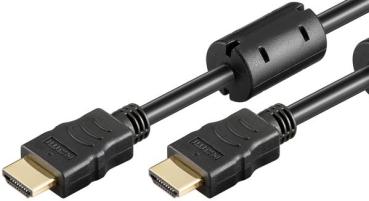 High-Speed HDMI 2.0 Kabel 4K@60Hz , 2 x HDMI Typ A-Stecker  vergoldet , 2x Ferrite , schwarz - 3m