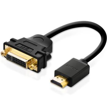 HDMI / DVI-I Kabel-Adapter 4K@60Hz , HDMI Typ A Stecker   DVI-I (24+5) Buchse , schwarz - 0.10m