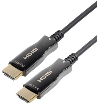 Optisches Hybrid 4K@60Hz  AOC HDMI Kabel, HDMI19 Typ A Stecker <> Stecker vergoldet , schwarz - 15m