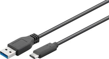 Synch-/ Ladekabel USB3.0  Stecker C  > Stecker A , 3A , 5Gbit , schwarz - 2m