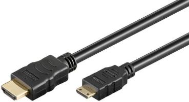High Speed HDMI1.4 Kabel mit Ethernet , HDMI-Stecker A > HDMI Mini-Stecker C , schwarz - 3m
