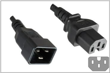 Warmgerätekabel  Stecker IEC60320 C15 <> 60320 C20 , 1mm², VDE , schwarz - 1,8m