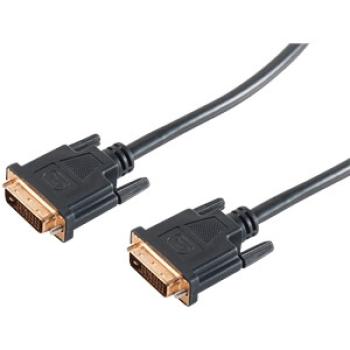 DVI-D FullHD Kabel Dual Link  , 2 x DVI-D-Stecker (24+1-Pin) vergoldet , schwarz - 3m