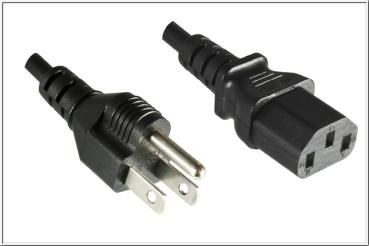 USA / Kanada -Netzkabel, Stecker B(NEMA 5-15P) <> IEC 60320-C13 , SJT,UL ,CSA , schwarz - 3m