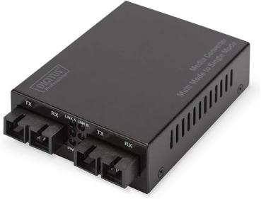 Medienkonverter - MM / SM - Gbit Ethernet - SC zu SC - 850nm / 1310nm Wellenlänge - Schwarz