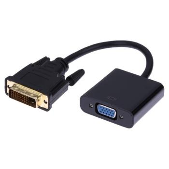DVI-D / SVGA  Kabel-Adapter, DVI-D(24+1) Stecker > DBHD15 Buchse , schwarz - 0,20m