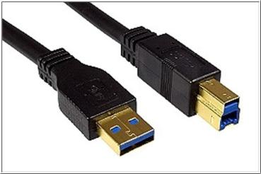PREMIUM-Gold Kabel USB3.0 , UL20276 , USB A-Stecker > USB B-Stecker vergoldet , schwarz -2m