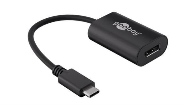 USB-C Kabel Adapter , USB-C- Stecker > DisplayPort -Buchse  4k60Hz , schwarz - 0.20m