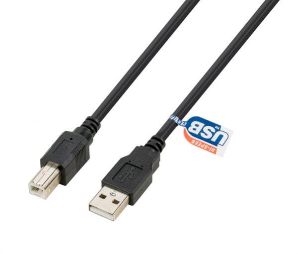 High Quality Kabel USB2.0 AWG28/24 ,CU/UL 2725 AWM-VW1 ,USB A Stecker B Stecker,schwarz - 1.8m