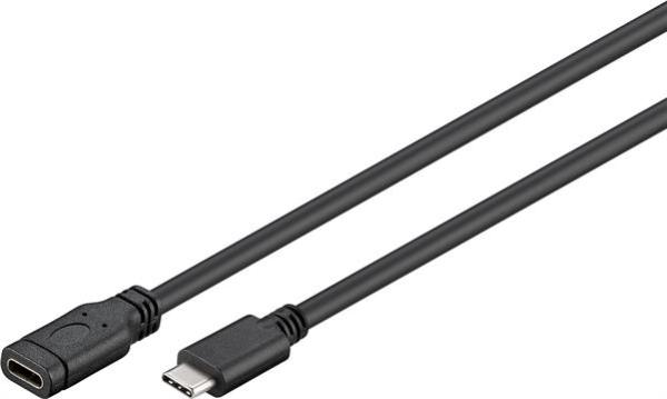 5 Gbit/s Verlängerungskabel  USB 3.1 G 1  ,USB- C Stecker > C Buchse , Schwarz - 1m