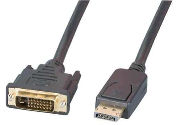 DisplayPort  / DVI-D Adapterkabel , DP-Stecker > DVI-D-Stecker (24+1-Pin) , Goldkontakte , schwarz - 3m