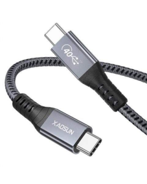 40 Gbits SuperSpeed USB 4.0 Gen 3x2 Kabel PET-Geflecht , 2x Stecker C , 240W , grau -1m