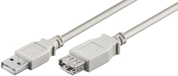 USB2.0 Hi-Speed Verlängerungskabel, USB A Stecker   USB A Buchse, grau - 0.30m