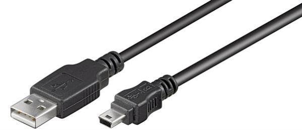 USB2.0 Hi-Speed Kabel ,Kupfer , Stecker (Typ A)    B Mini (5-pin) Stecker, schwarz - 1m