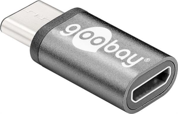 Adapter USB-C auf USB2.0 Micro-B , USB-C Stecker > USB2.0-Micro Buchse (Typ B) , grau