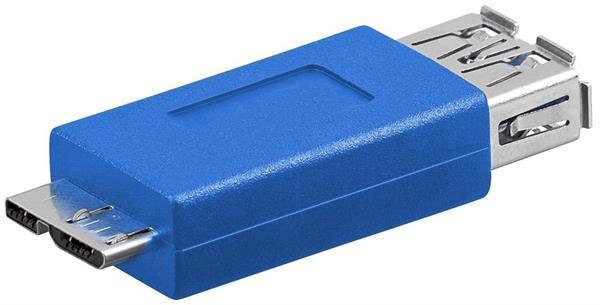 USB3.0 Super-Speed Adapter , USB 3.0-Buchse (Typ A) > USB 3.0 Micro-Stecker (Typ B) , blau