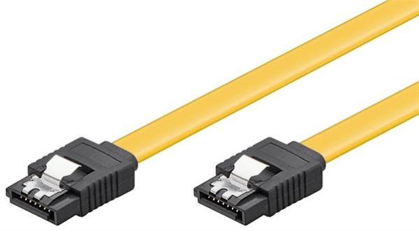 HDD S-ATA Kabel 6 Gbits Clip , SATA L-Typ Stecker > SATA L-Typ Stecker , gelb  - 0,5m