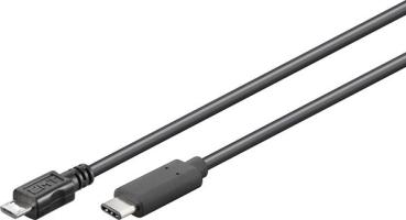 USB2.0 Hi-Speed Adapterkabel , USB -C  >  Micro-B 2.0 , schwarz - 1m