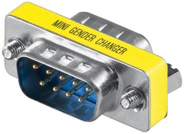 Mini Gender Changer, Metall, DB9 Stecker   DB9 Buchse