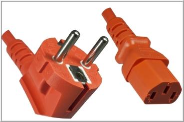 Netzkabel Europa , Stecker CEE7/7  90°   IEC60320-C13 , orange - 1.8m