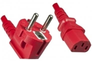 Netzkabel Europa , Stecker CEE7/7  90° <> IEC60320-C13 , rot - 1.8m