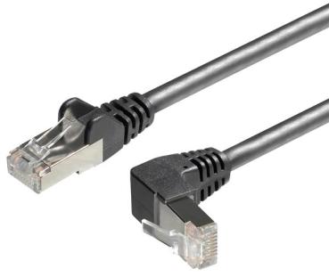 Cat.6A Patchkabel ,10 Gigabit  S/FTP, RJ45 STP   RJ45 STP Stecker oben gewinkelt , schwarz - 0.5m