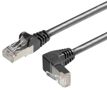 Cat.6A Patchkabel ,10 Gigabit  S/FTP, RJ45 STP <> RJ45 STP Stecker oben gewinkelt , schwarz - 1.5m