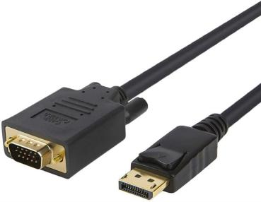 Adapterkabel DisplayPort  / VGA , DP-Stecker > VGA-Stecker ,vergoldete Kontakte , schwarz - 1.8m
