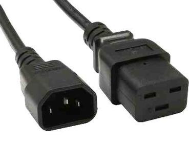 Netzkabel, Stecker C14 180° <> C19 180°, 1mm², 10A / 250V , schwarz - 1.8m