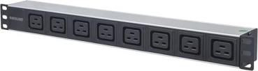 19" PDU Steckdosenleiste 1HE, 8-fach mit C19-Kaltgerätesteckdosen , mit Stromkabel  -2m