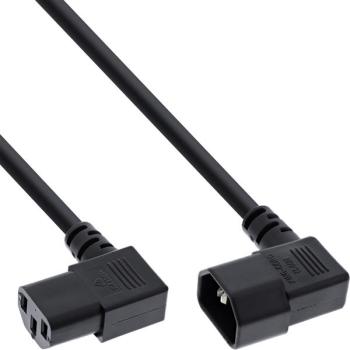 Kaltgeräteverlängerung  , Stecker C13 90 °abgewinkelt <> C14  90 ° abgewinkelt , 1mm²,  schwarz - 3m