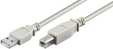 USB2.0 Hi-Speed Kabel, USB A Stecker <> USB B Stecker, grau - 2m