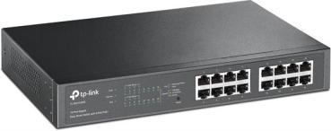 19" TP-Link TL-SG1016PE 16-Port-Gigabit-PoE-Switch mit 8 PoE+ Ports , schwarz