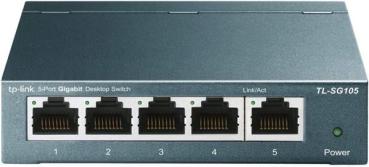 TP-Link TL-SG105 Desktop LAN Switch 5 Port Gigabit Netzwerk Switch , incl.Netzteil - Blau Metallic