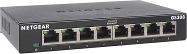 NETGEAR GS308 Desktop LAN Switch 8 Port Gigabit Netzwerk Switch , incl.Netzteil - Schwarz