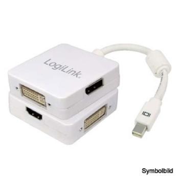 Preview: LogiLink CV0045A  Kabel-Adapter , Mini DisplayPort > HDMI / DVI / DP , weiß , 0,10m